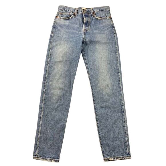 Levi's Wedgie Premium Jeans Women 26 Blue Denim Waterless Stretch Button Fly - Picture 1 of 13